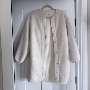 Wilfred Free Cream Sherpa Snap-Front Jacket